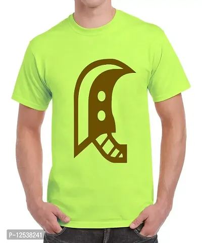 Caseria Men's Round Neck Cotton Half Sleeved T-Shirt with Printed Graphics - Monster Great Sword (Liril Green, XXL)