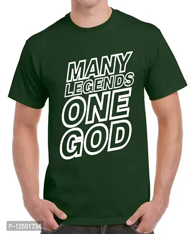 Caseria Men's Round Neck Cotton Half Sleeved T-Shirt with Printed Graphics - One God (Bottel Green, XL)