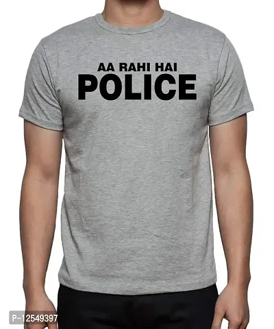 Caseria Men's Round Neck Cotton Half Sleeved T-Shirt with Printed Graphics - Aa Rahi Hai (Grey, L)-thumb0