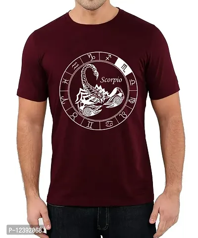 Caseria Men's Round Neck Cotton Half Sleeved T-Shirt with Printed Graphics - Scorpio (Maroon, XXL)-thumb0