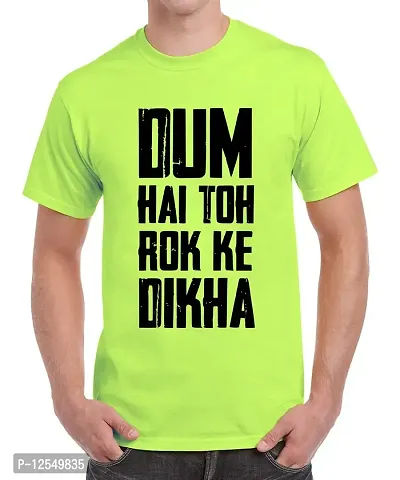 Caseria Men's Round Neck Cotton Half Sleeved T-Shirt with Printed Graphics - Dum Dikha (Liril Green, XL)