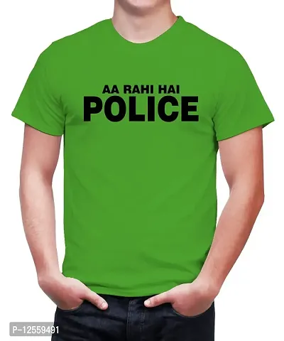 Caseria Men's Round Neck Cotton Half Sleeved T-Shirt with Printed Graphics - Aa Rahi Hai (Parrot Green, MD)