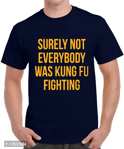 Caseria Men's Round Neck Cotton Half Sleeved T-Shirt with Printed Graphics - Surely Not Everybody (Navy Blue, L)-thumb0