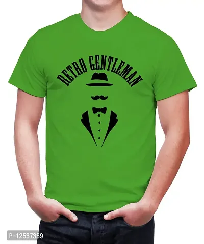 Caseria Men's Round Neck Cotton Half Sleeved T-Shirt with Printed Graphics - Royal Gentlemen (Parrot Green, MD)