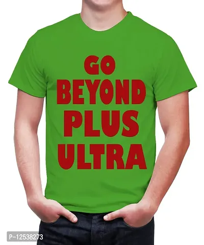 Caseria Men's Round Neck Cotton Half Sleeved T-Shirt with Printed Graphics - Go Beyond Plus (Parrot Green, SM)