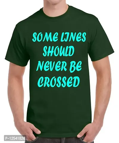 Caseria Men's Round Neck Cotton Half Sleeved T-Shirt with Printed Graphics - Some Lines Should Never (Bottel Green, XXL)