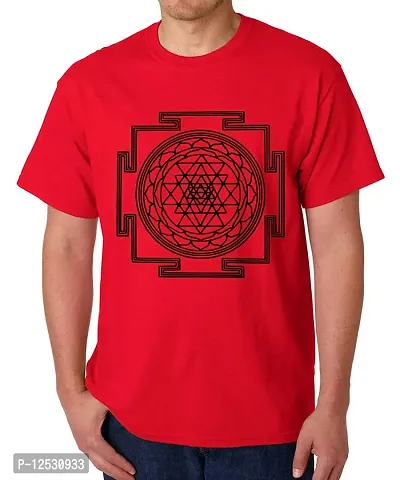 Caseria Men's Round Neck Cotton Half Sleeved T-Shirt with Printed Graphics - Sri Yantra