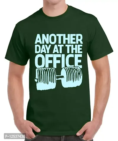 Caseria Men's Round Neck Cotton Half Sleeved T-Shirt with Printed Graphics - Day at The Office (Bottel Green, MD)