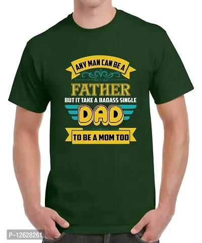 Caseria Men's Graphic Printed Half Sleeve Cotton Customized T-Shirt - Dad Can Be Mom (Bottel Green, L)-thumb0