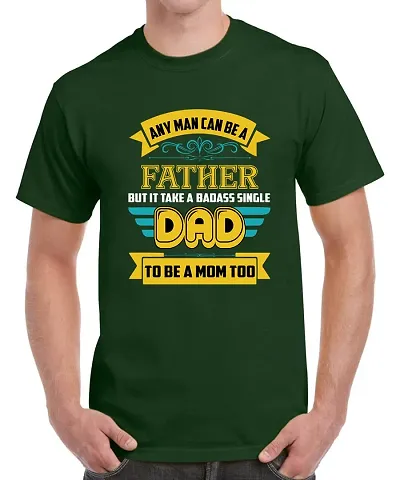 Caseria Men's Graphic Half Sleeve Customized T-Shirt - Dad Can Be Mom (Bottel Green, L)