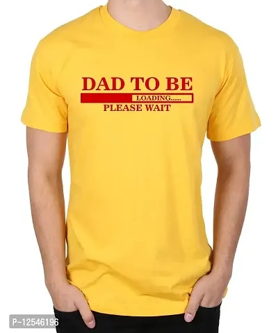 Caseria Men's Round Neck Cotton Half Sleeved T-Shirt with Printed Graphics - Dad to Be (Yellow, SM)-thumb0