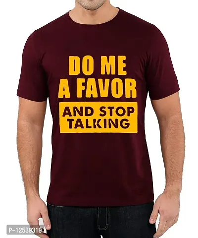 Caseria Men's Round Neck Cotton Half Sleeved T-Shirt with Printed Graphics - Do Me A Favor (Maroon, MD)-thumb0