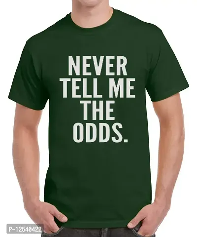 Caseria Men's Round Neck Cotton Half Sleeved T-Shirt with Printed Graphics - Never Tell ME ODDS (Bottel Green, XXL)