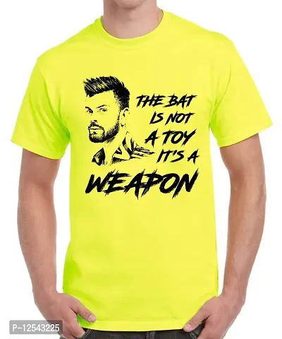 Caseria Men's Round Neck Cotton Half Sleeved T-Shirt with Printed Graphics - It's A Weapon (Lemon Yellow, XL)