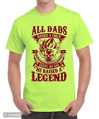 Caseria Men's Round Neck Cotton Half Sleeved T-Shirt with Printed Graphics - He Raised A Legend (Liril Green, MD)