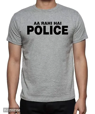 Caseria Men's Round Neck Cotton Half Sleeved T-Shirt with Printed Graphics - Aa Rahi Hai (Grey, XL)