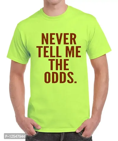 Caseria Men's Round Neck Cotton Half Sleeved T-Shirt with Printed Graphics - Never Tell ME ODDS (Liril Green, L)-thumb0