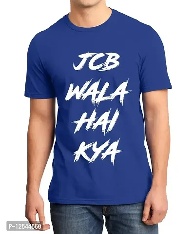 Caseria Men's Round Neck Cotton Half Sleeved T-Shirt with Printed Graphics - JCB Wala Hai (Royal Blue, MD)-thumb0