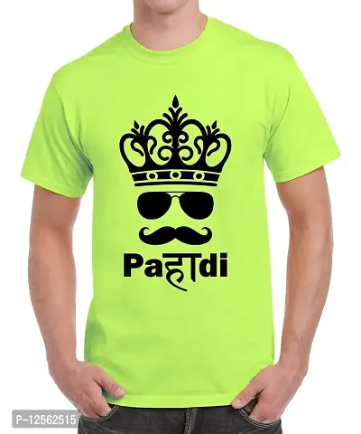 Caseria Men's Round Neck Cotton Half Sleeved T-Shirt with Printed Graphics - King Pahadi (Liril Green, SM)