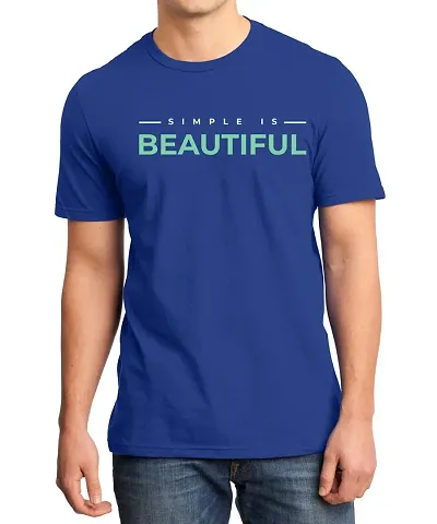 Caseria Men's Graphic Half Sleeve T-Shirt - Simple is Beautiful (Royal Blue, XXL)