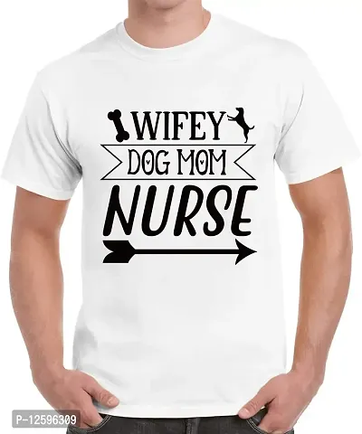 Caseria Men's Cotton Graphic Printed Half Sleeve T-Shirt - Wifey Nurse (White, XXL)-thumb0