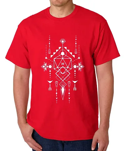 Caseria Men's Round Neck Half Sleeved T-Shirt with Graphics - Twenty Spells (Red, XL)