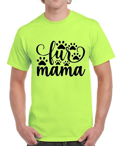 Caseria Men's Round Neck Half Sleeved T-Shirt with Graphics - Feet Mama Fur (Liril Green, SM)