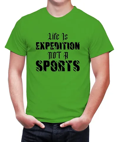 Caseria Men's Round Neck Half Sleeved T-Shirt with Graphics - Life Expedition Sports (Parrot Green, SM)