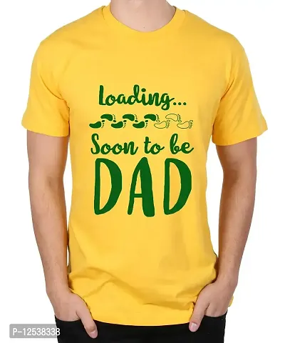 Caseria Men's Round Neck Cotton Half Sleeved T-Shirt with Printed Graphics - Soon to Be Dad (Yellow, XXL)