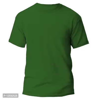 Caseria Men's Cotton Half Sleeve T-Shirt - Plain (Bottel Green, SM)-thumb0