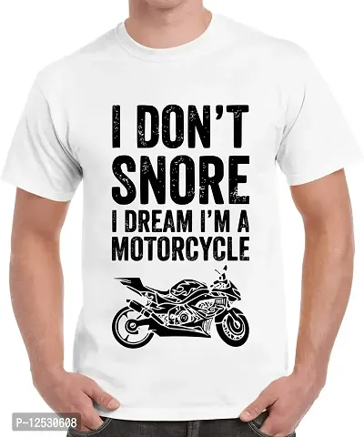 Caseria Men's Round Neck Cotton Half Sleeved T-Shirt with Printed Graphics - Snore Motorcycle-thumb0