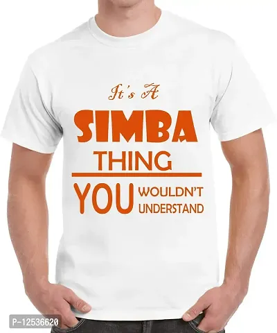 Caseria Men's Round Neck Cotton Half Sleeved T-Shirt with Printed Graphics - It's A Simba Thing (White, MD)-thumb0