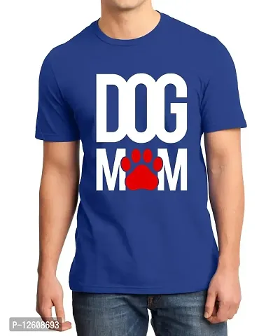 Caseria Men's Round Neck Cotton Half Sleeved T-Shirt with Printed Graphics - Dog Mom Feet (Royal Blue, XL)