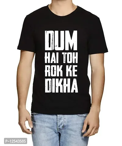 Caseria Men's Round Neck Cotton Half Sleeved T-Shirt with Printed Graphics - Dum Dikha (Black, XXL)-thumb0