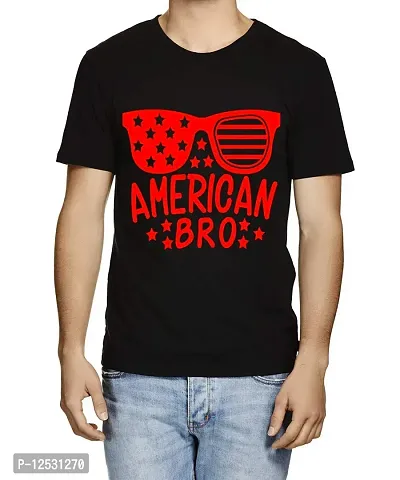 Caseria Men's Round Neck Cotton Half Sleeved T-Shirt with Printed Graphics - American Bro-thumb0