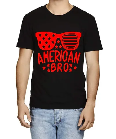 Caseria Men's Round Neck Half Sleeved T-Shirt with Graphics - American Bro