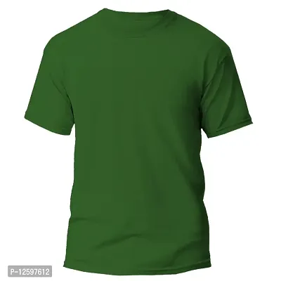 Caseria Men's Cotton Half Sleeve T-Shirt - Plain (Bottel Green, MD)-thumb0