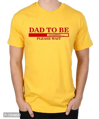 Caseria Men's Round Neck Cotton Half Sleeved T-Shirt with Printed Graphics - Dad to Be (Yellow, XL)-thumb0