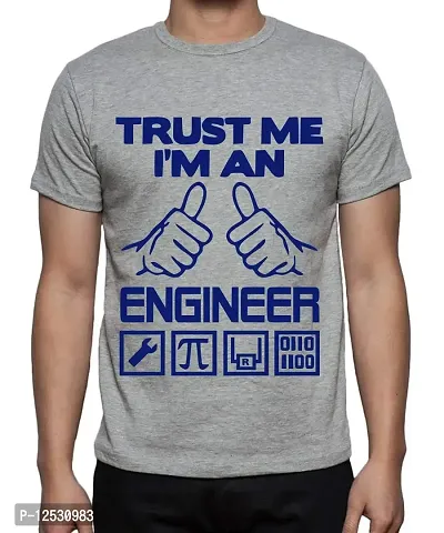 Caseria Men's Round Neck Cotton Half Sleeved T-Shirt with Printed Graphics - Trust Me I Am Engineer-thumb0