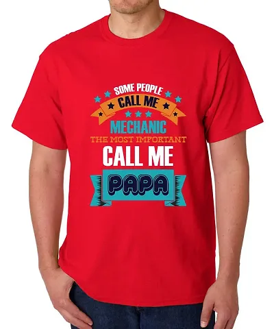 Caseria Men's Graphic Half Sleeve Customized T-Shirt - Call Me Papa People (Red, SM)