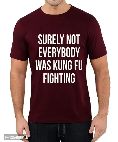 Caseria Men's Round Neck Cotton Half Sleeved T-Shirt with Printed Graphics - Surely Not Everybody (Maroon, XL)-thumb0