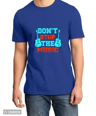 Caseria Men's Round Neck Cotton Half Sleeved T-Shirt with Printed Graphics - Don't Stop Music (Royal Blue, XXL)-thumb0