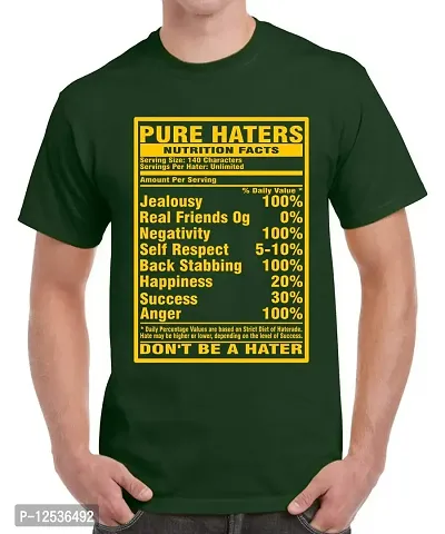 Caseria Men's Round Neck Cotton Half Sleeved T-Shirt with Printed Graphics - Pure Haters (Bottel Green, XL)-thumb0