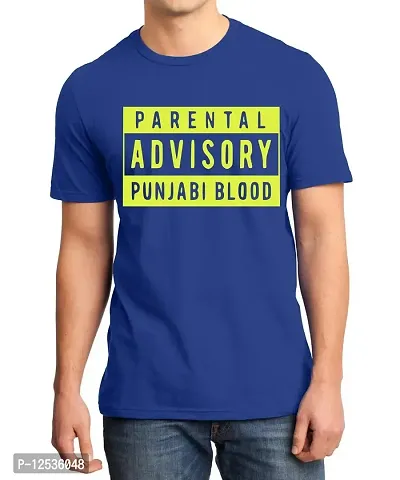 Caseria Men's Round Neck Cotton Half Sleeved T-Shirt with Printed Graphics - Advisory Punjabi Blood (Royal Blue, MD)