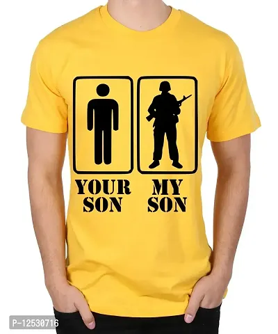 Caseria Men's Round Neck Cotton Half Sleeved T-Shirt with Printed Graphics - Your Son My Son