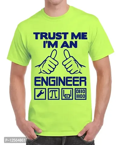 Caseria Men's Round Neck Cotton Half Sleeved T-Shirt with Printed Graphics - Trust Me I Am Engineer (Liril Green, MD)