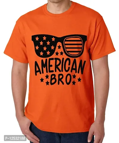 Caseria Men's Round Neck Cotton Half Sleeved T-Shirt with Printed Graphics - American Bro