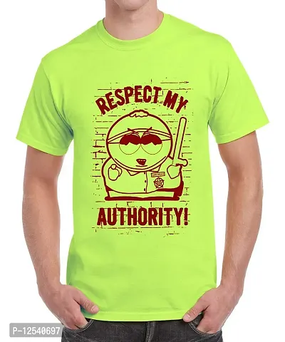 Caseria Men's Round Neck Cotton Half Sleeved T-Shirt with Printed Graphics - Respect My Authority (Liril Green, SM)-thumb0