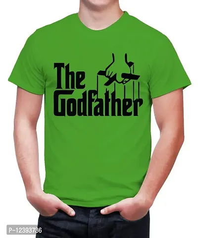 Caseria Men's Round Neck Cotton Half Sleeved T-Shirt with Printed Graphics - The Godfather (Parrot Green, L)-thumb0