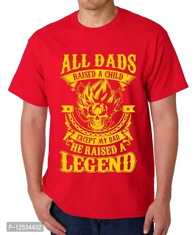 Caseria Men's Round Neck Cotton Half Sleeved T-Shirt with Printed Graphics - He Raised A Legend (Red, MD)